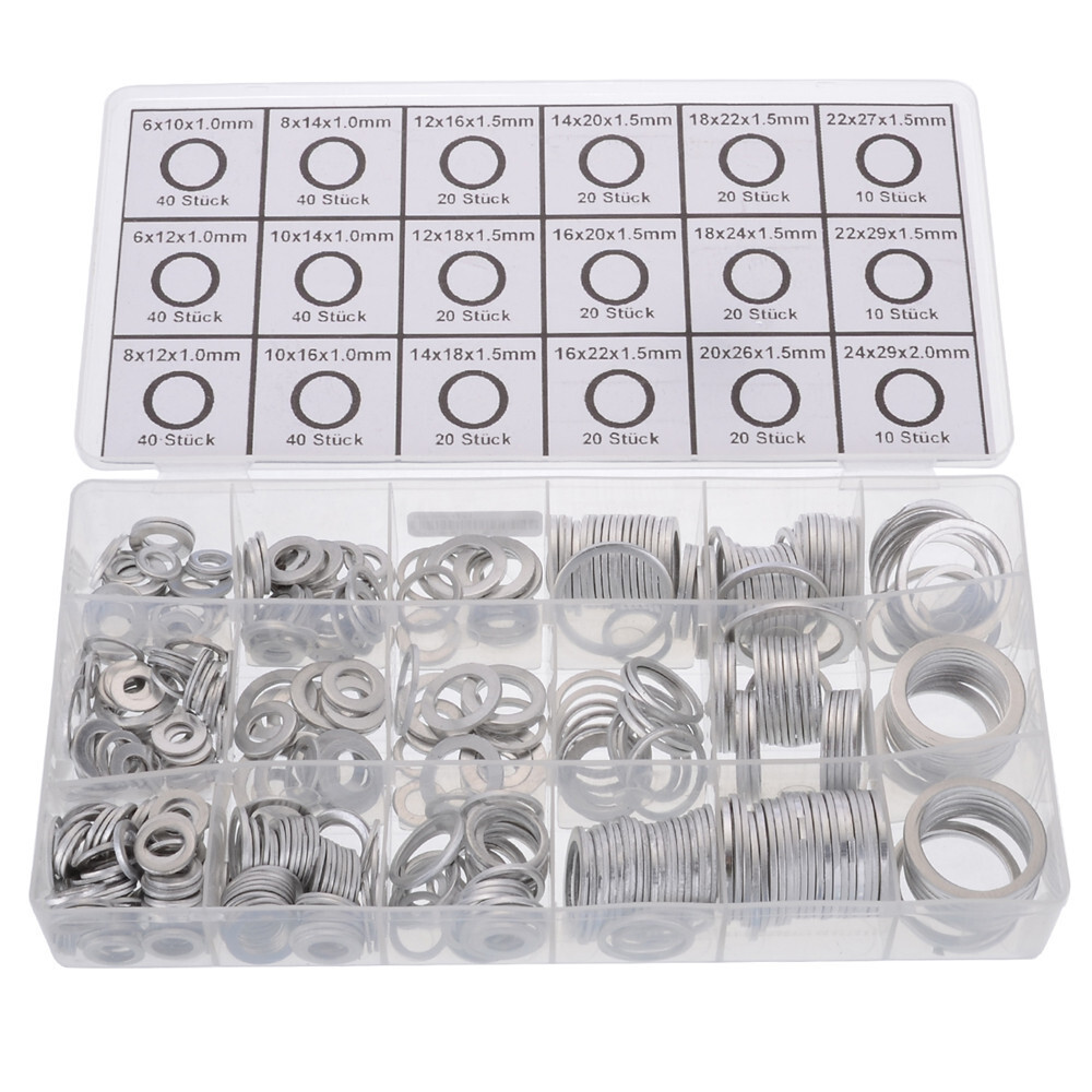 Car O-Ring Seal Crush Washer Assortment Kit Engine Oil Drain Plug Gasket 450Pcs