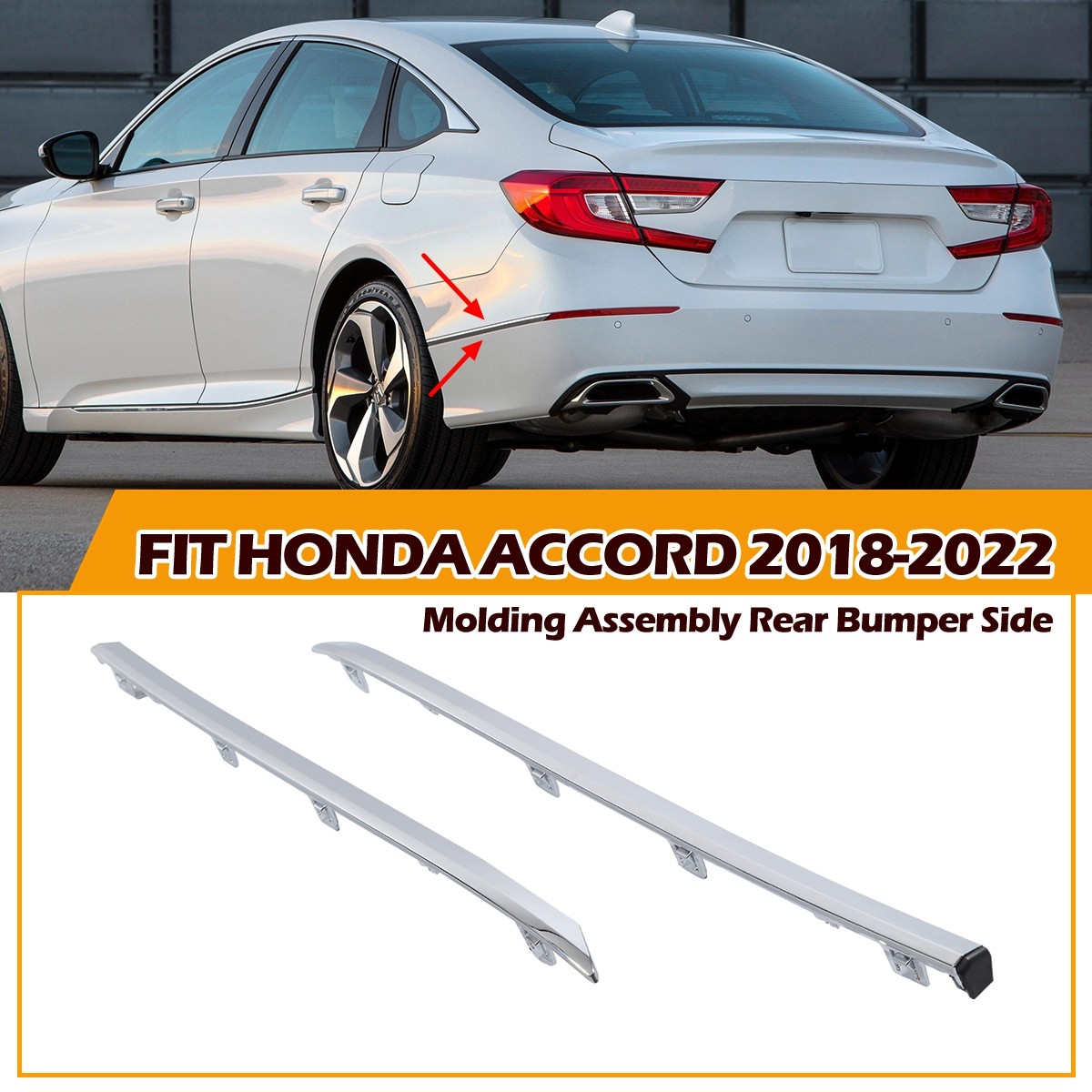 Chrome For Honda Accord 2018-2022 Left Right Rear Bumper Lower Molding Trim