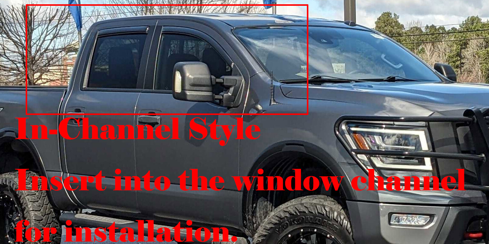 IN-CHANNEL Window Visors Sun Vent Rain Guard Fit Nissan Titan Crew Cab 2016-2024