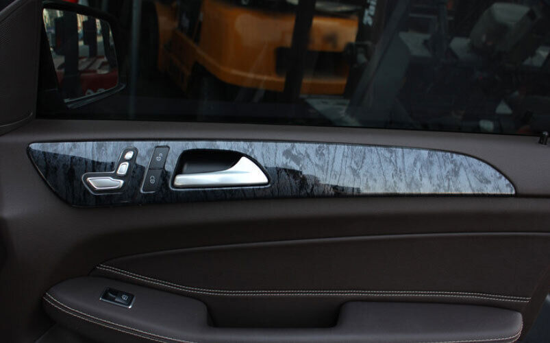 Black Wood Grain Inner Door Panel Cover Trim For Mercedes-Benz GLE GLS 2016-2019