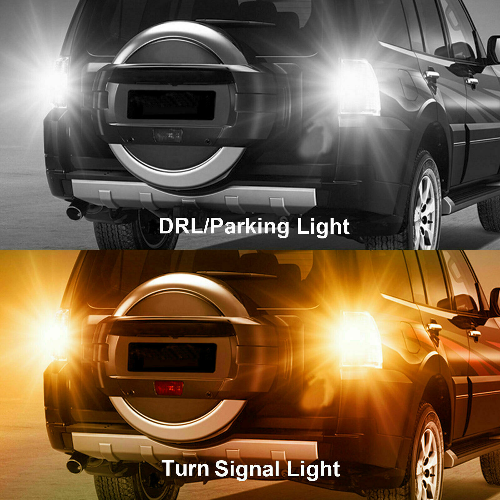 4x 3157 3156 White/Amber LED DRL Switchback Turn Signal Light Bulbs 4157na 3457a