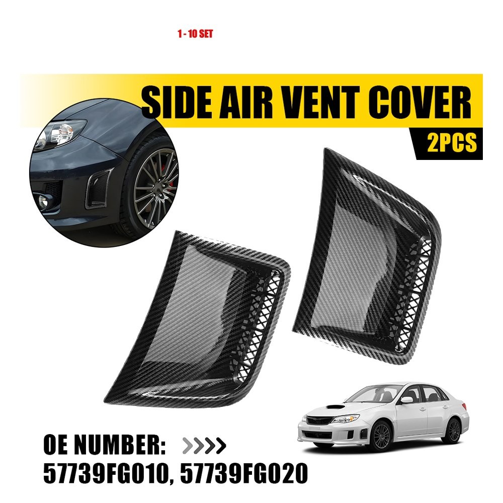 2-20PCS Carbon Fiber Side Air Vent Fender Cover for 2008-2014 Subaru Impreza WRX