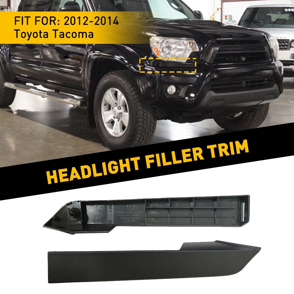 2x FIT FOR 2012 TACOMA 2013 2014 HEADLIGHT FILLER TRIM RIGHT & LEFT PAIR BLACK H