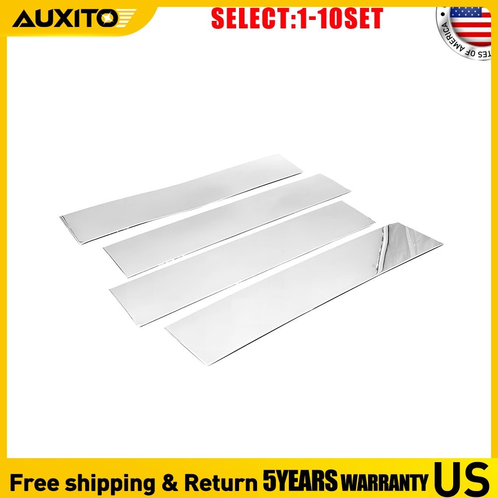 Chrome PVC Door Window B Pillar Post Covers of 4 For Ford F150 2015-2021 4-40X