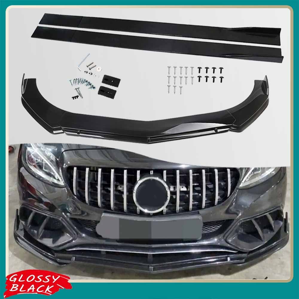 Front Bumper Lip Spoiler Diffuser & Side Skirt Extension For Benz A180 A200 A220