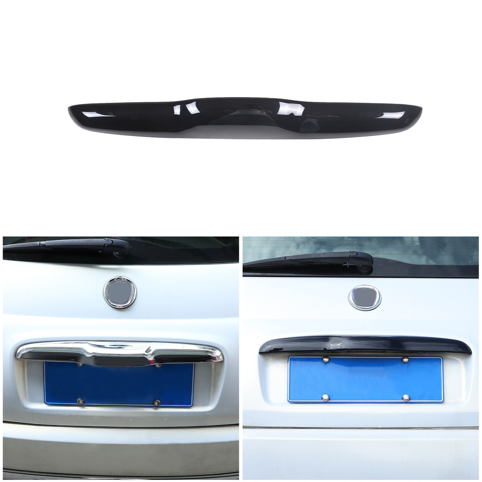Glossy Black ABS Tailgate Trunk Handle Cover Trim For FIAT 500 2011-23