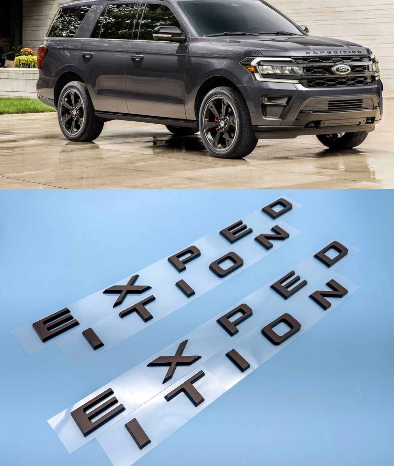 Gloss Black Front Tailgate EXPEDITION Letters Emblem FIT 2022-2026 EXPEDITION
