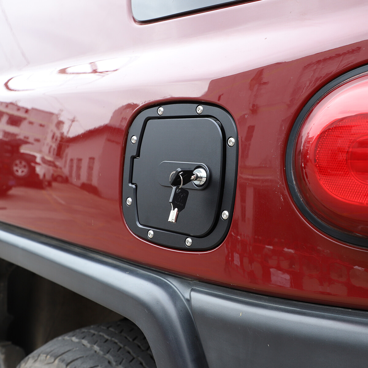Locking Fuel Door Gas Tank Cap Cover ALUMINUM Black Fit For FJ Cruiser 2007-2014