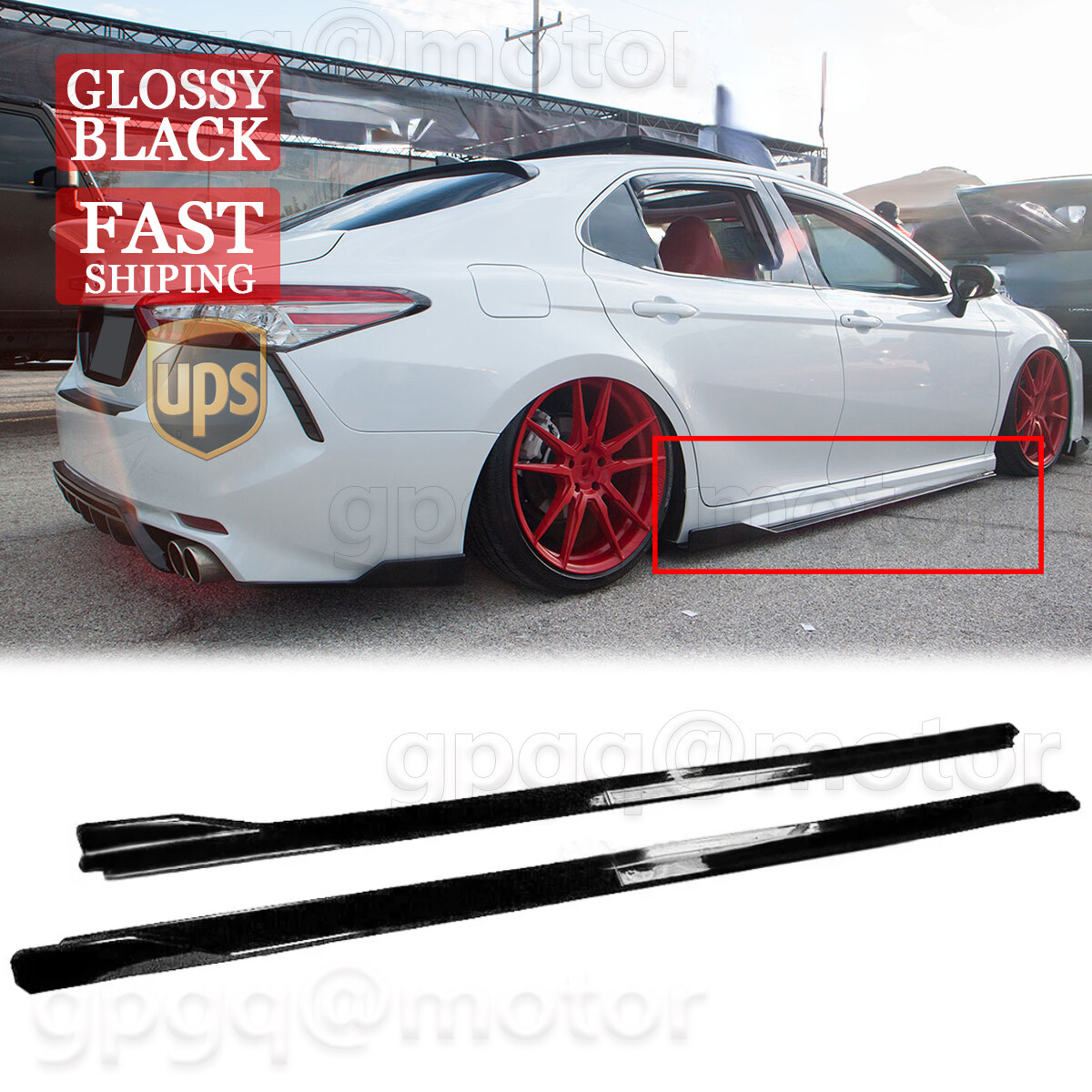 For Toyota Camry LE SE XSE XLE 18-2024 V Style Gloss Black Side Skirt Extension