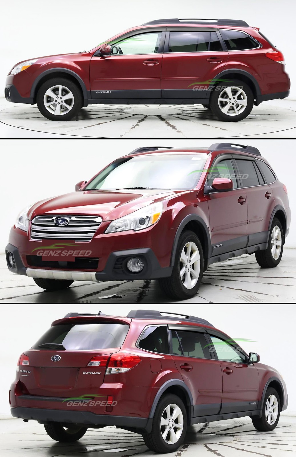 For 2010-2014 Subaru Outback Black Trim Smoke Tinted Window Visors Rain Guards