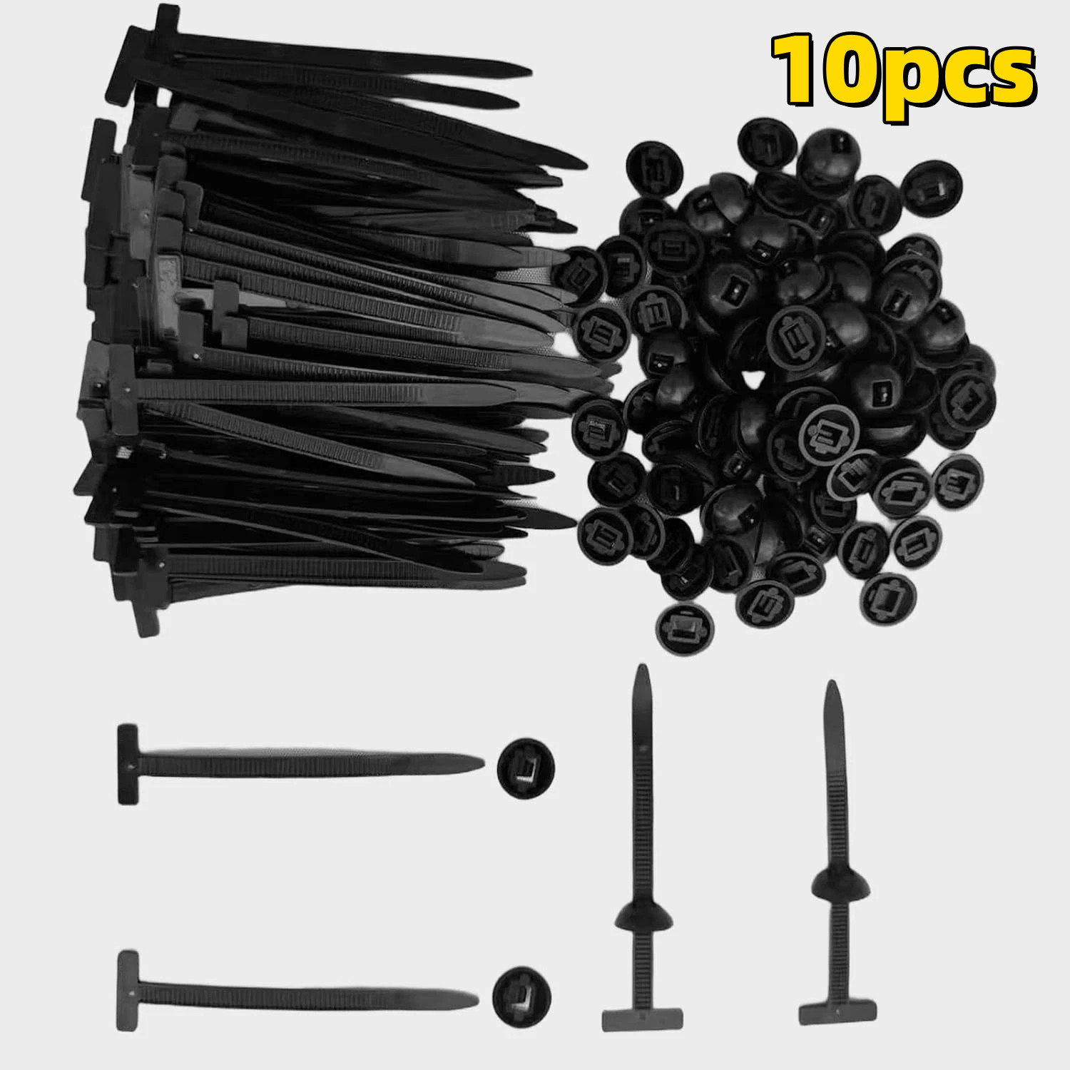 10X Automotive Nylon Cable Tie Fastener Kit – Universal Car Zip Tie Buckle C