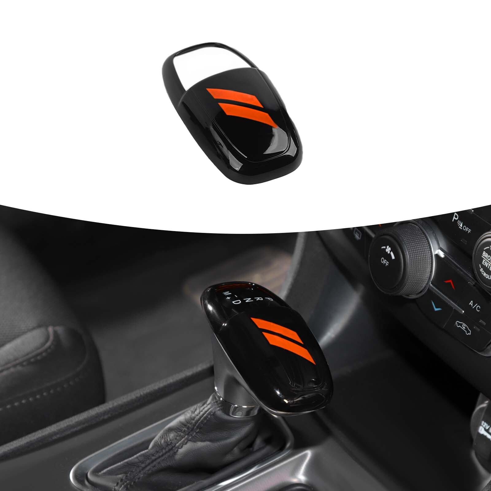 Black&Orange Gear Shift Control Knob Cover For Dodge Charger Challenger 2015-23