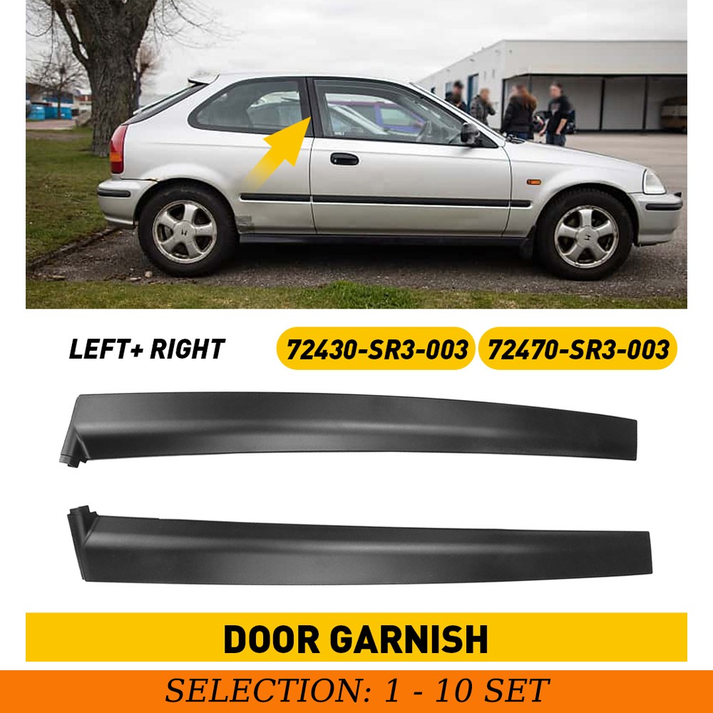 For Honda Civic 1992-1995 Right Left Door Window B Pillar Applique 2-20PCS Black
