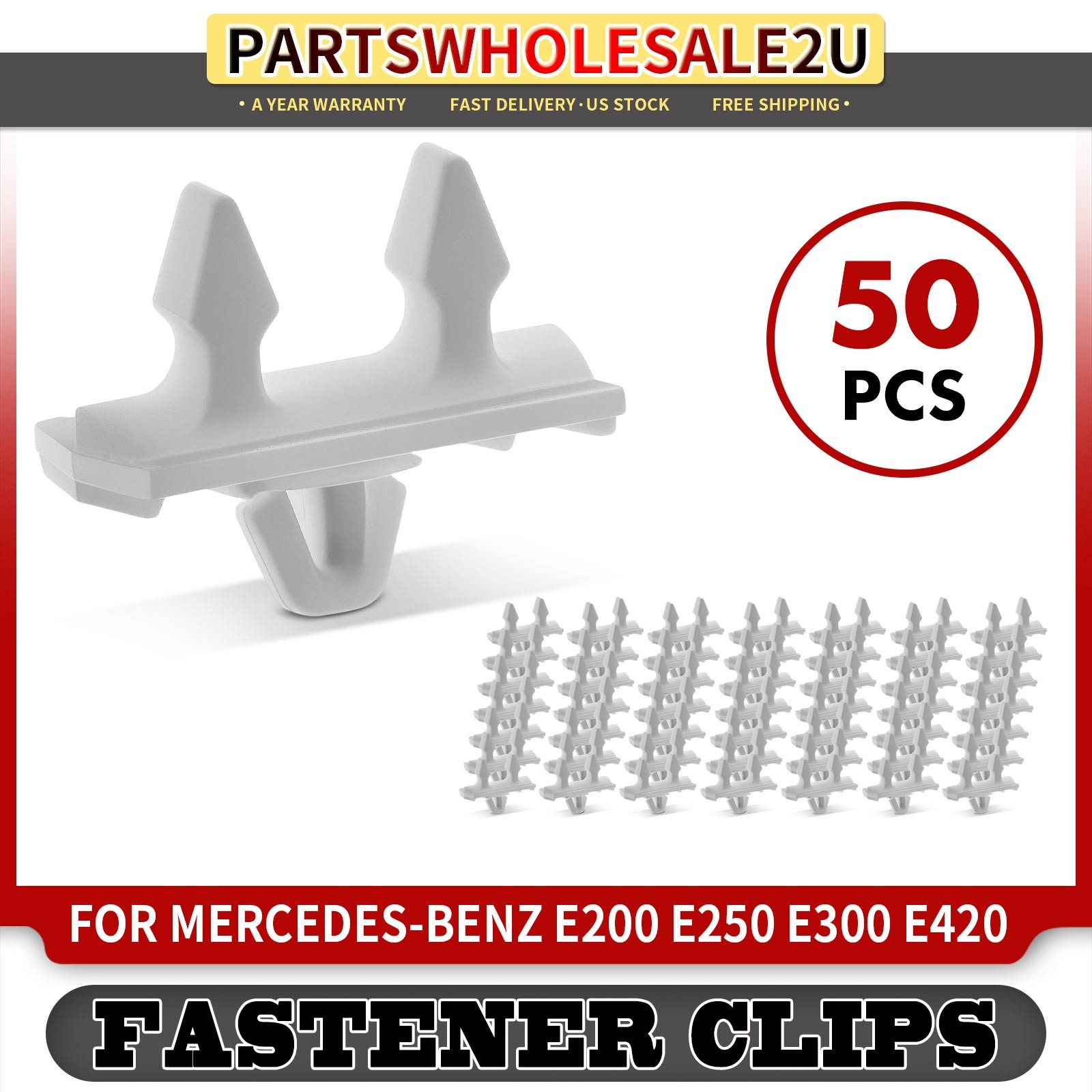 50pcs 25mm Nylon Door Moulding Retainer Clips for Mercedes-Benz E200 E250 E300