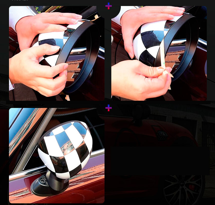 For MINI Cooper R55 R56 R57 R58 R60 Checkered Side View Mirror Cover Manual Fold