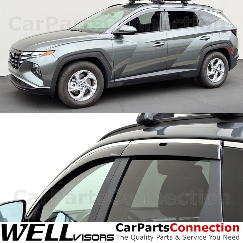 Wellvisors For Hyundai Tucson 22-23 Window Visors Deflectors Guards Chrome Trim