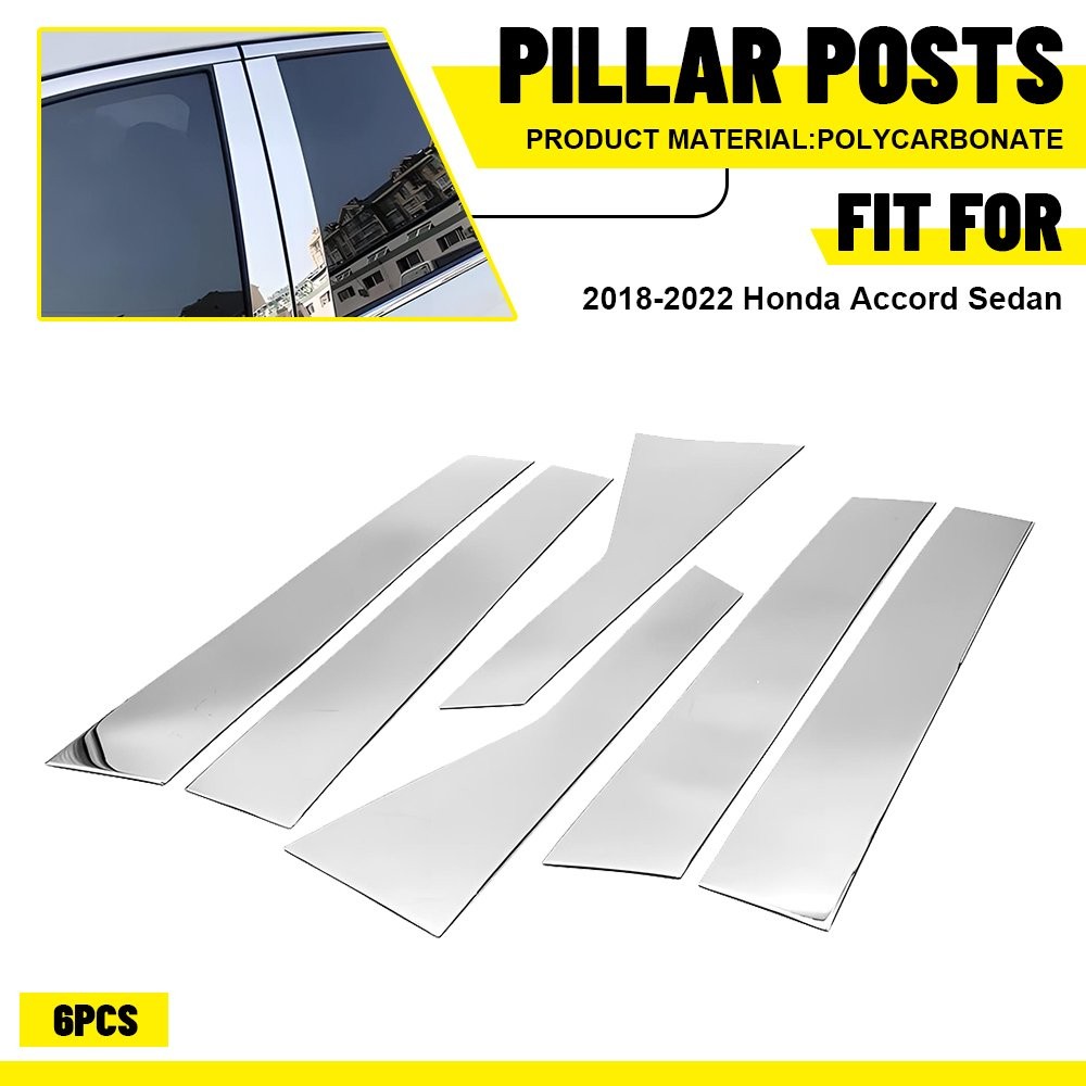 6x For 2018-2022 Honda Accord Sedan Chrome Pillar Post Door Trim Cover Car Acces