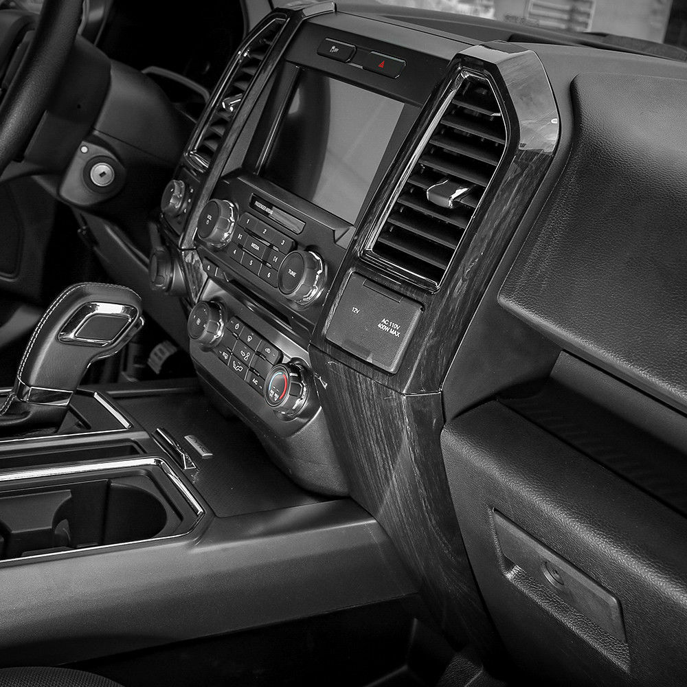 Black Wood Grain Interior Frame Decor Trim Cover Full set For Ford F150 2015+ 8x