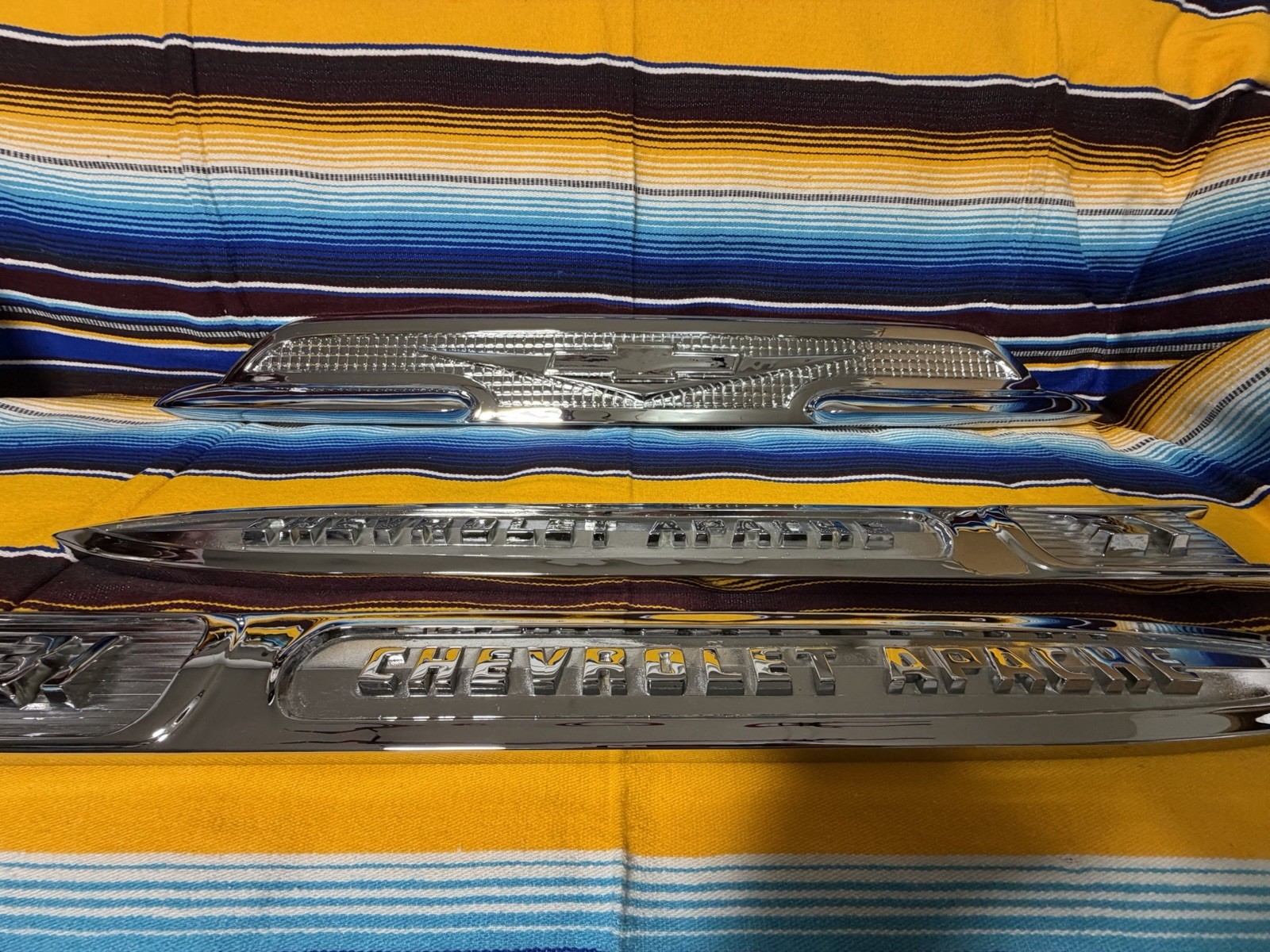 1959 Chevrolet Truck V8 Hood & 3100 Fender Emblems In Beautiful New Show Chrome
