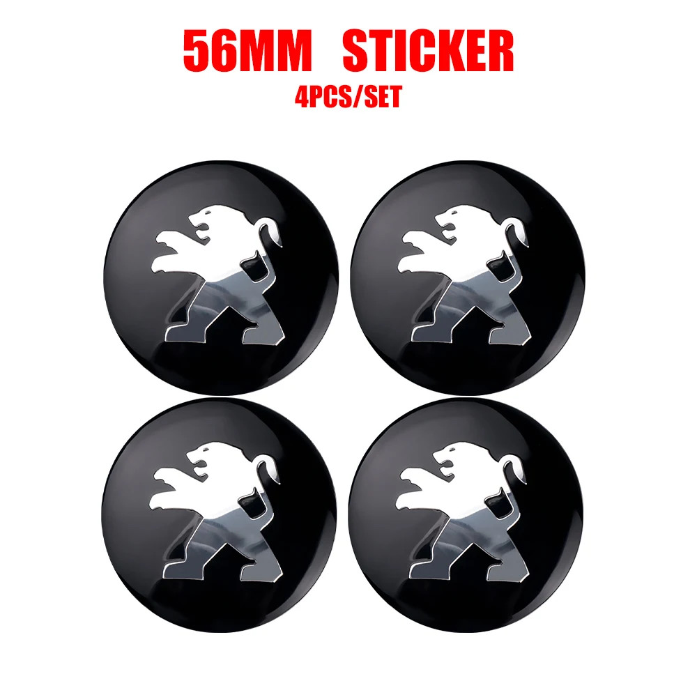 56/60mm Original 4-Piece Car Wheel Center Hub Cover Badge Cover for Peugeot