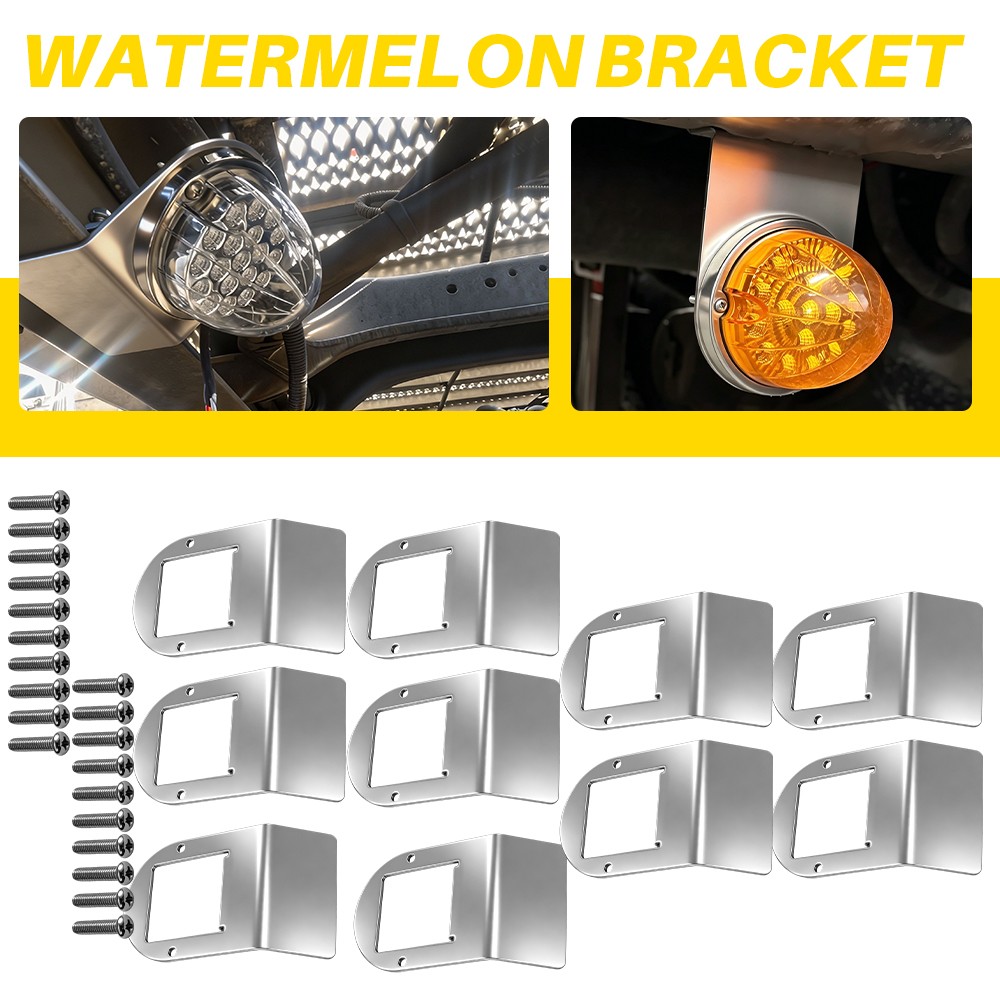Watermelon Light Under Frame Bracket Front Rear 10X Fits Universal Truck Trailer