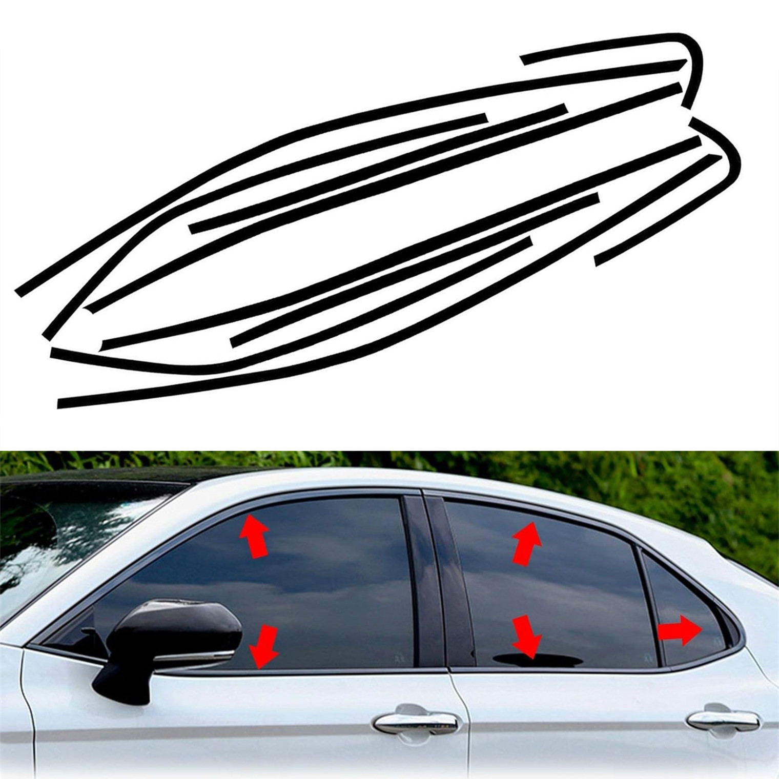 Gloss black For 2018-2024 Toyota Camry Chrome Delete Window Vinyl Trim Blackout