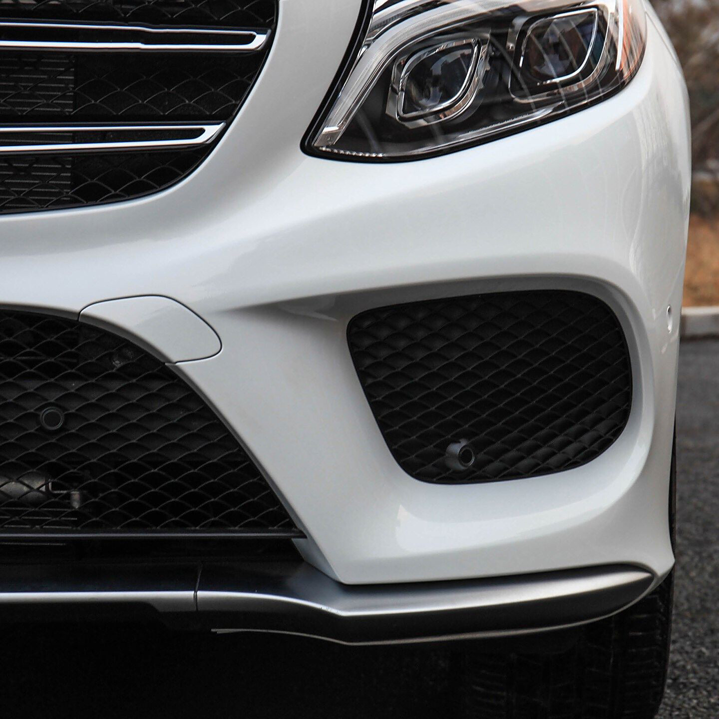 Matte Silver Left Side Front Bumper Trim For Mercedes W166 C292 GLE 43AMG 16-19
