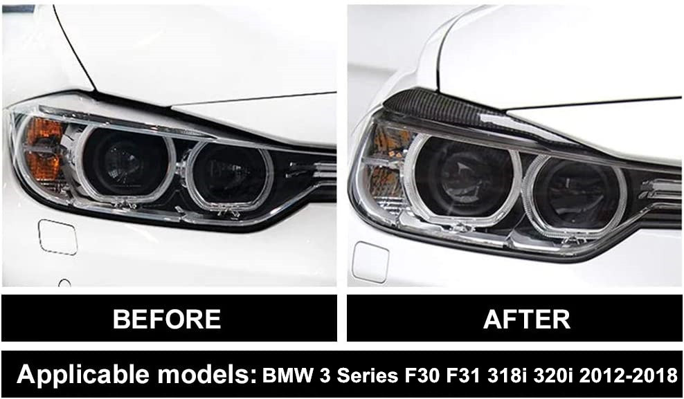 For BMW 3Series F30 F31 2012-18 Car Headlight Eye Lid Eyebrow Cover Glossy Black