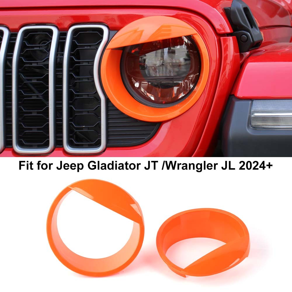 Orange Front Headlight Lamp Guard Cover Trim For Jeep Wrangler JL JT Accessories