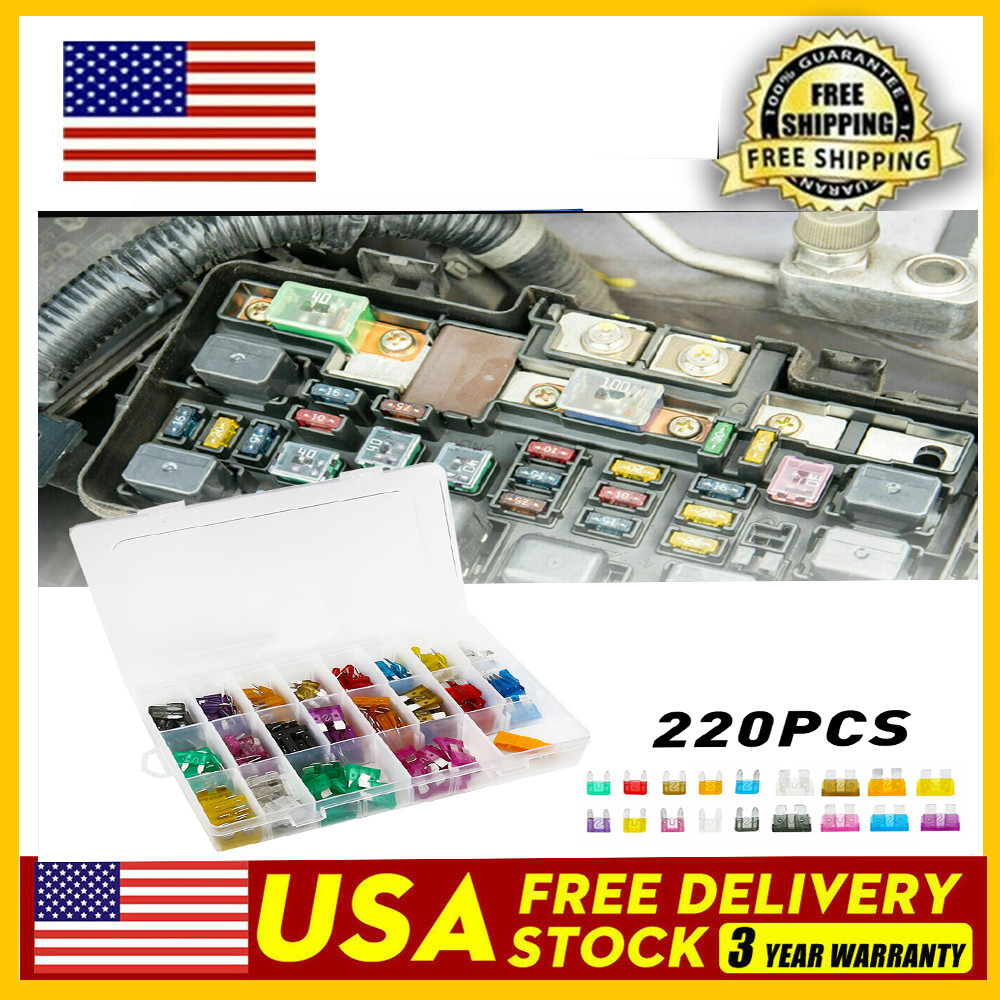 Mini Car Fuse Assortment Assorted Kit Blade Auto Set 220pcs Truck Automotive USA