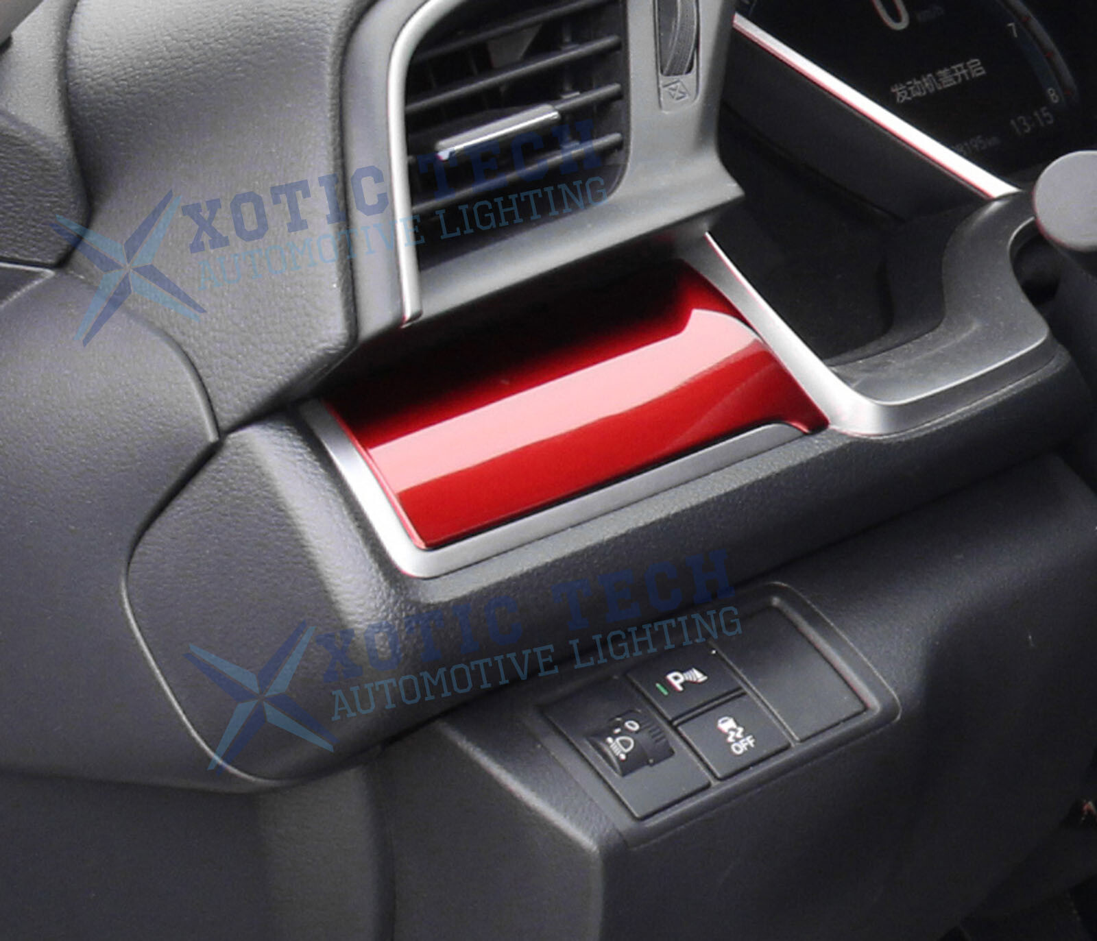 Red ABS Sport Style Dashboard Center Moulding Trims For Civic 10th 2016-2021