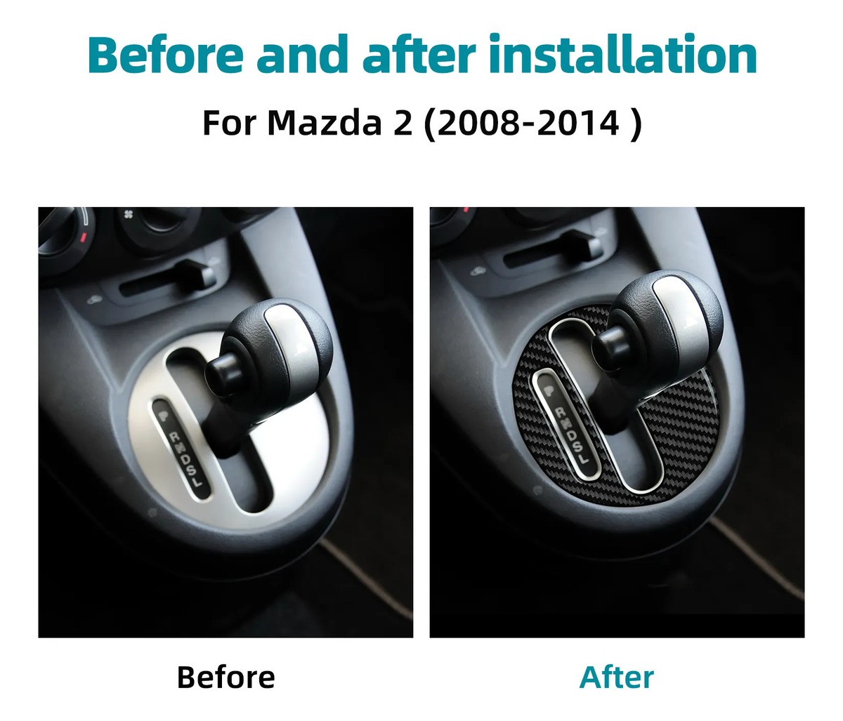 Carbon Fiber Mazda 2 2008-2014 Automatic Shift Trim
