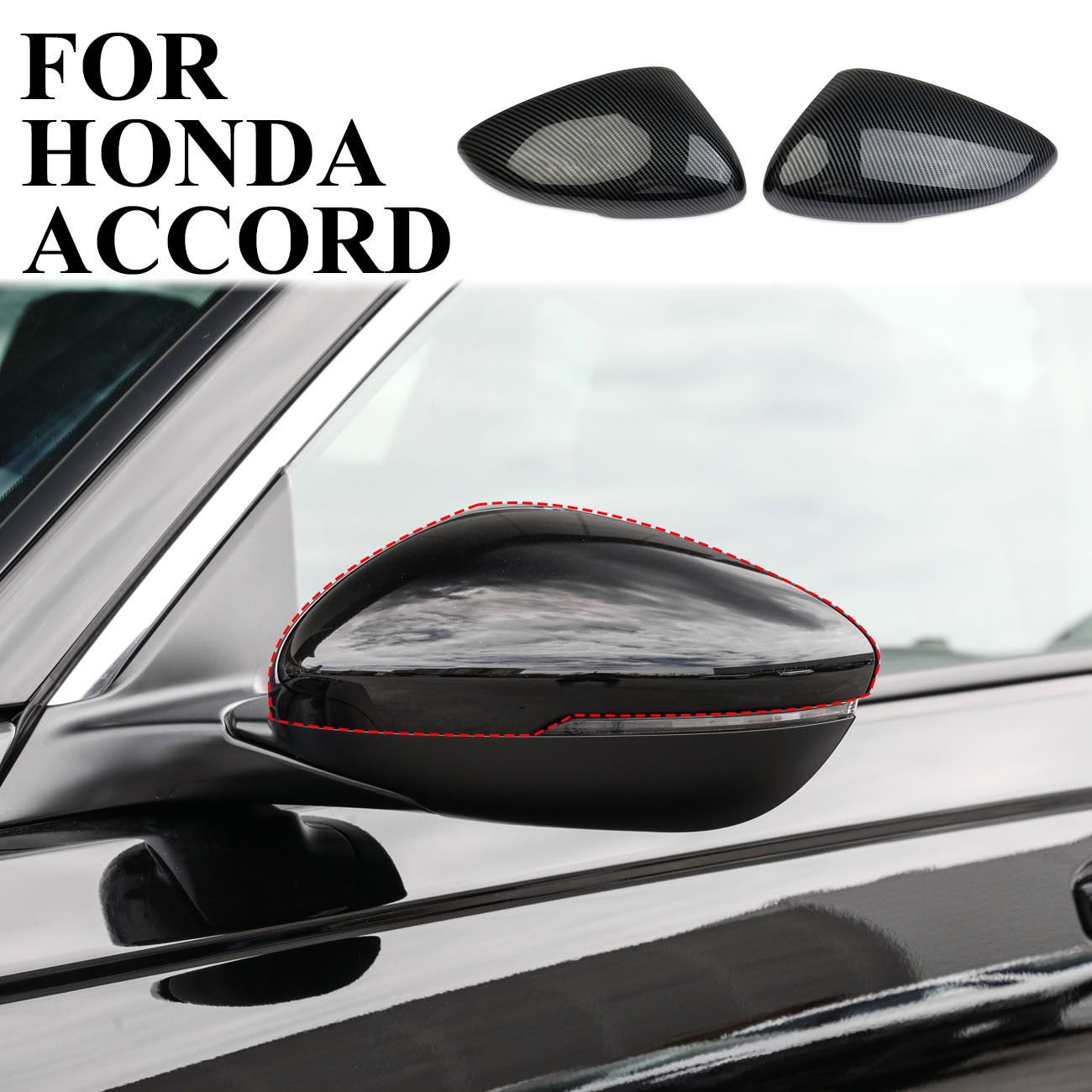 Carbon Fiber Style Side Rearview Mirror Guard Trim Cover Fit For Honda Accord