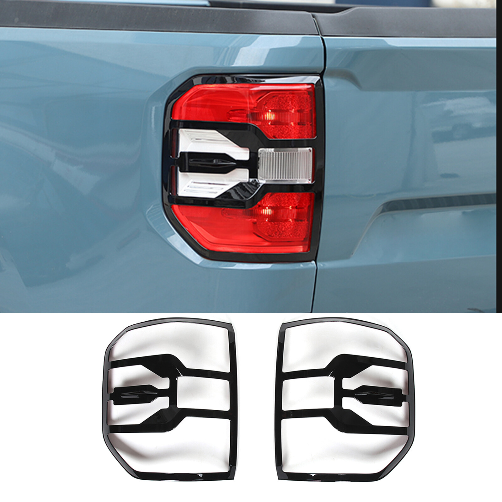 Gloss Black Rear Tail Light Guards Protect Cover Frame For FORD Maverick 2022-24