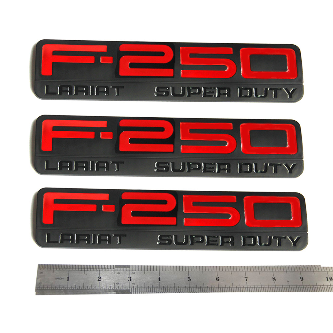 3pack OEM Red F250 Lariat Super Duty Emblem fits F-250 Lariat Black