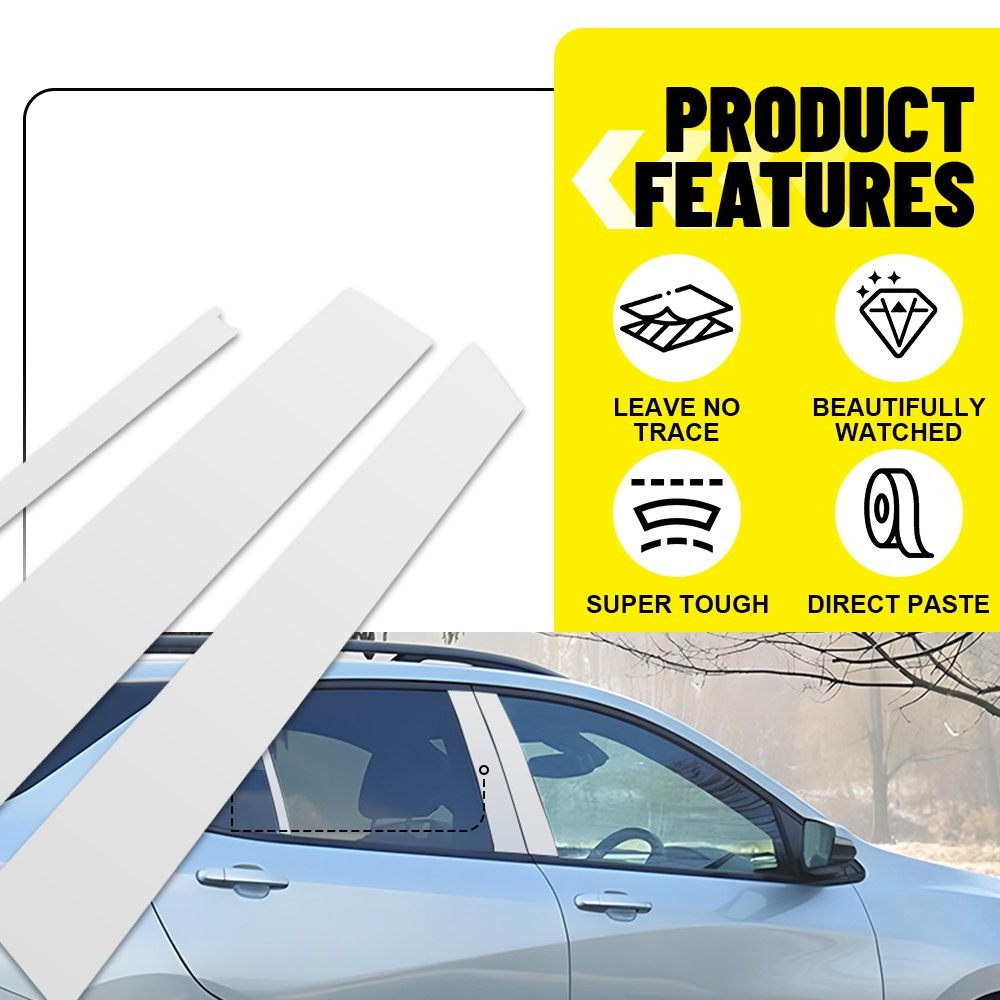 Fit For Chevy Equinox 2018-2024 6PC Window Pillar Posts Cover Trim Glossy Chrome