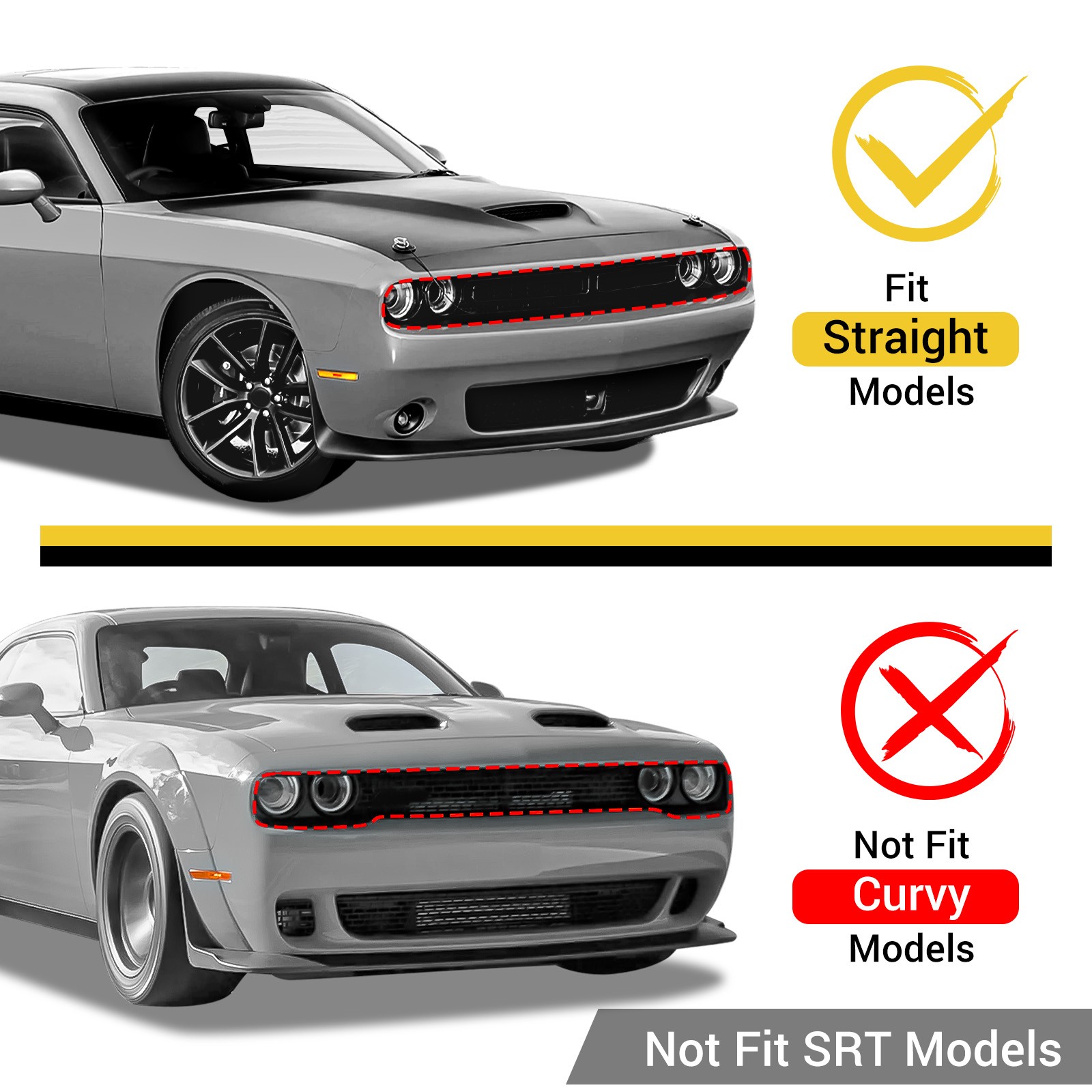 For Dodge Challenger 2015-23 Front Upper Grille Reinforcement Grill 68258750AC