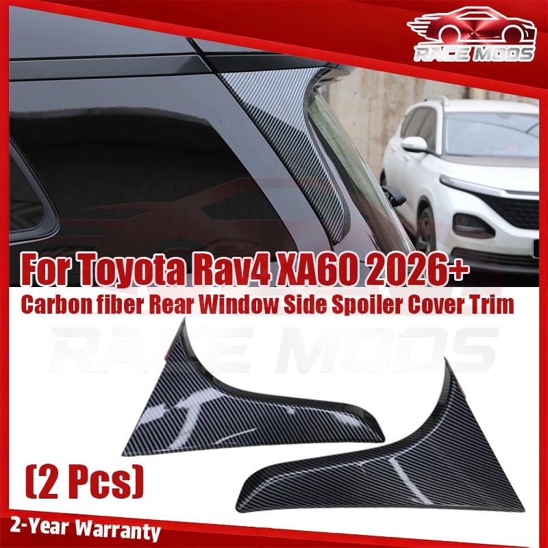 Black silver Rear Window Side Spoiler Cover Trim set For Toyota Rav4 XA60 2026