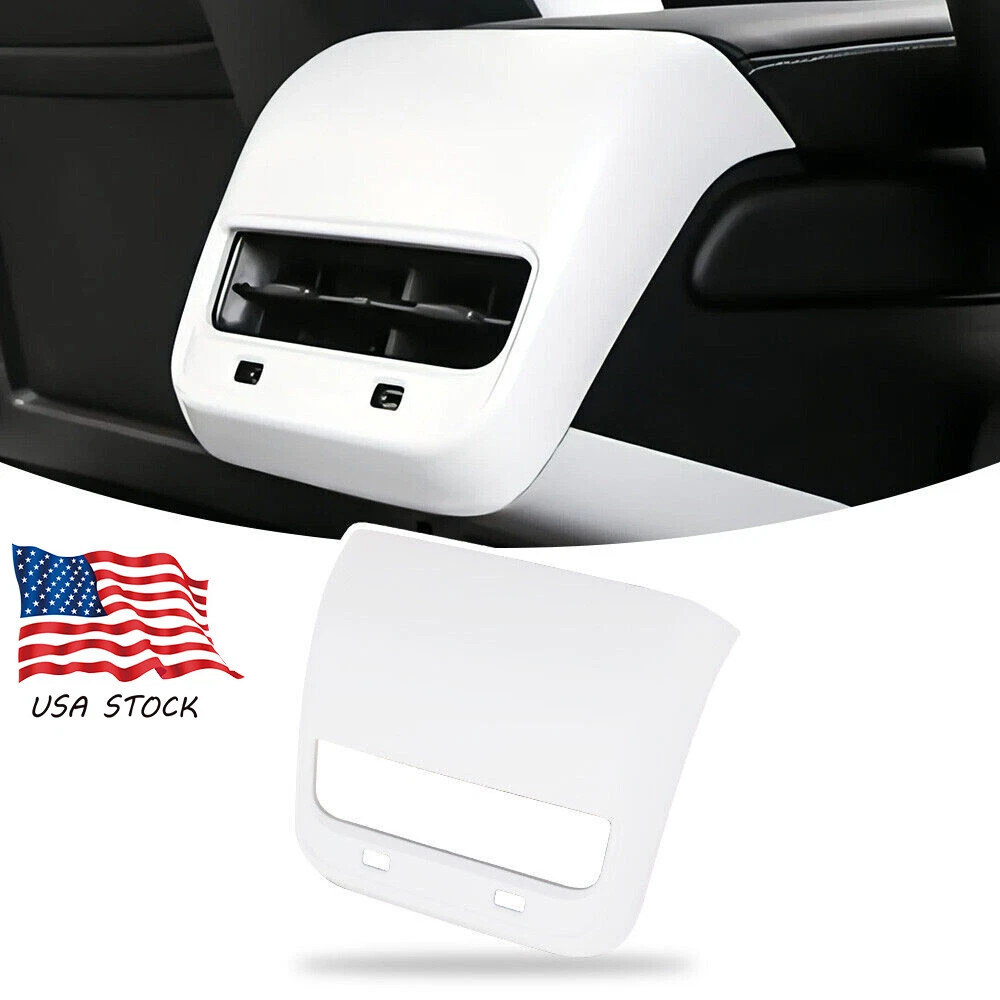 White Accessories Rear AC Air Vent Overlay Trim Cover For 17-23 Tesla Model 3 /Y