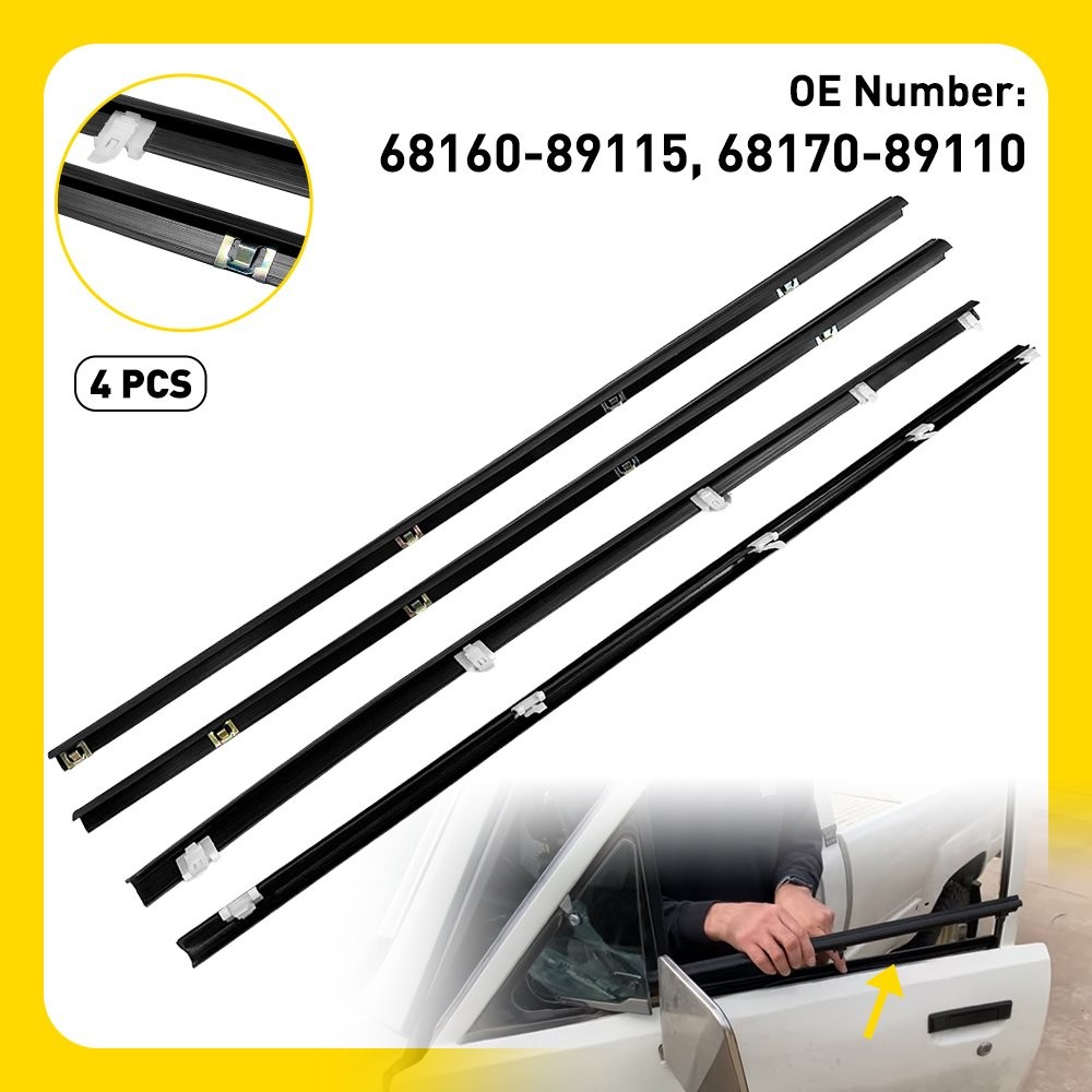Door Window Belt Weatherstrip Set of 4 Fits 1984-1989 Toyota 4Runner Pickup