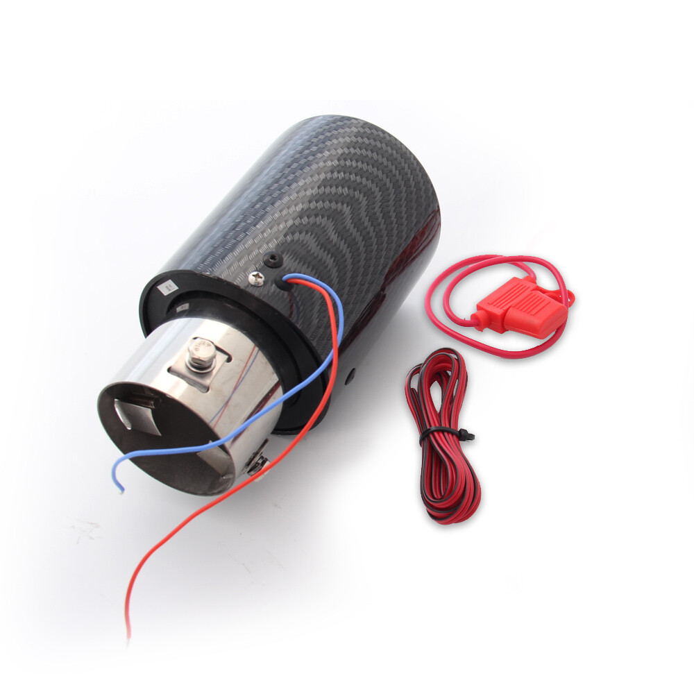 2Pcs Inlet Car Muffler Exhaust Tip Tail Pipe LED Lights Carbon Fiber Accessories