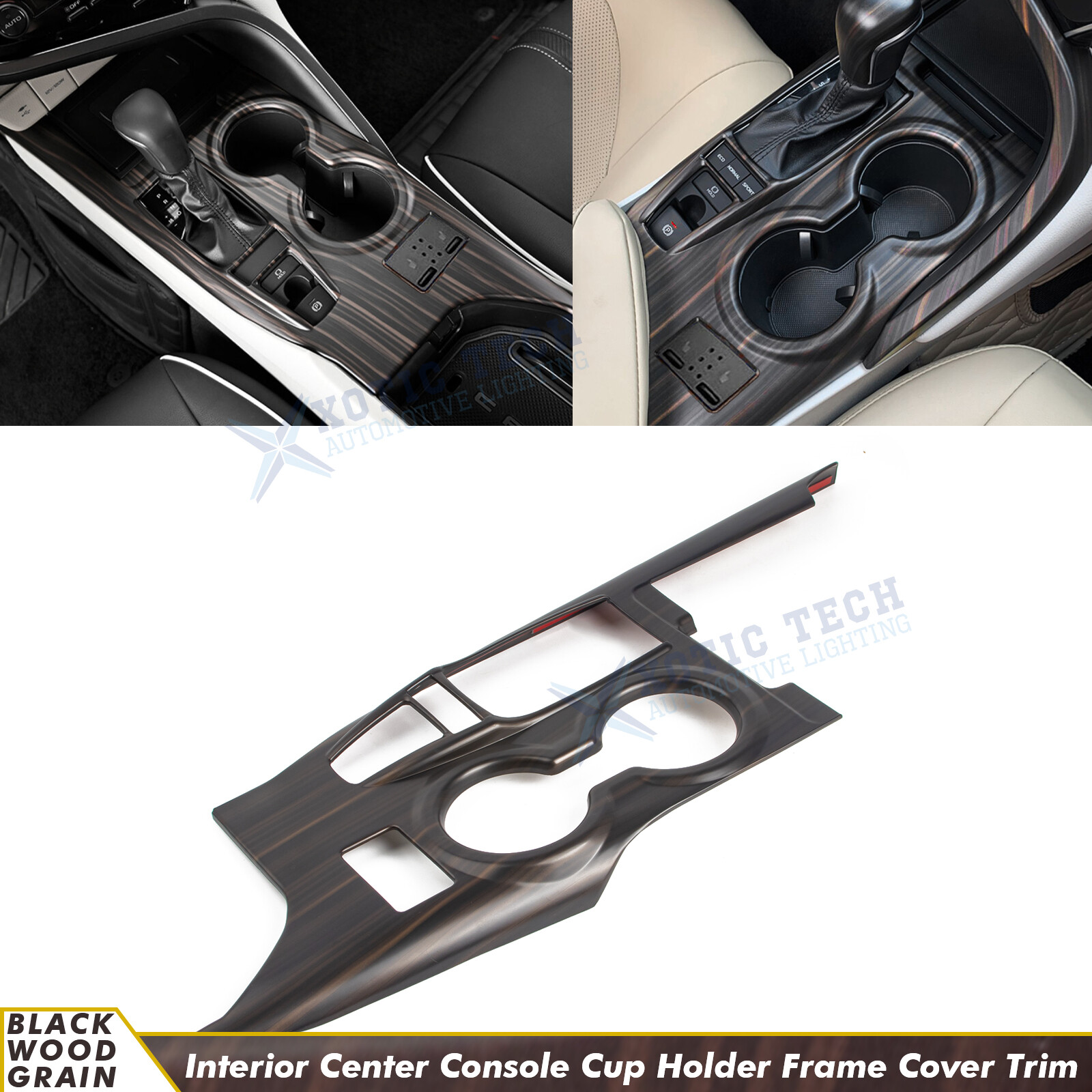 Black Wood Style Center Gear Shift Box Cover Trim For Toyota Camry XLE/XSE 18-24