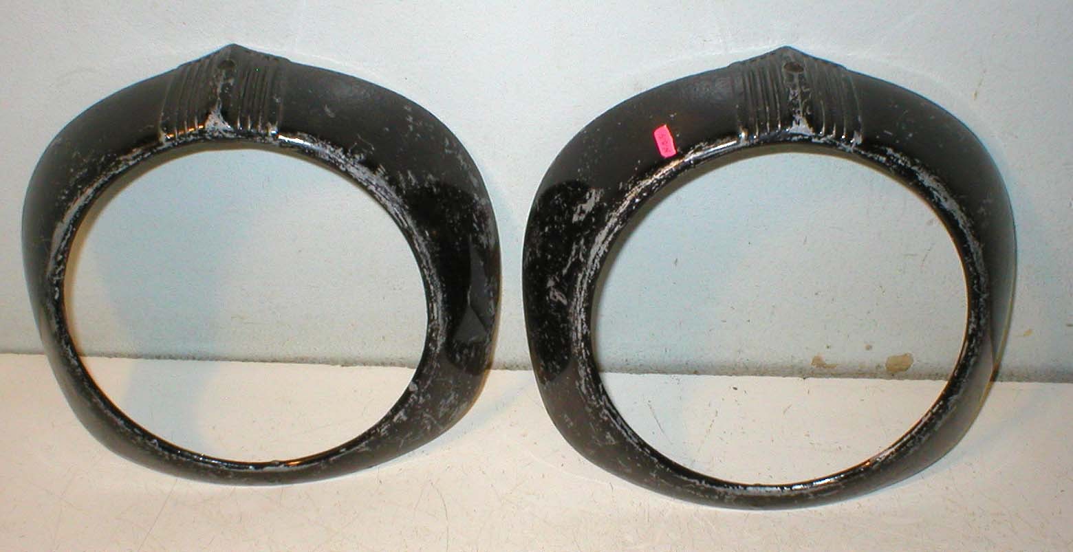 Pair Of Cast Metal Headlight Bezels Unknown App. Ford Chevrolet Dodge Rod