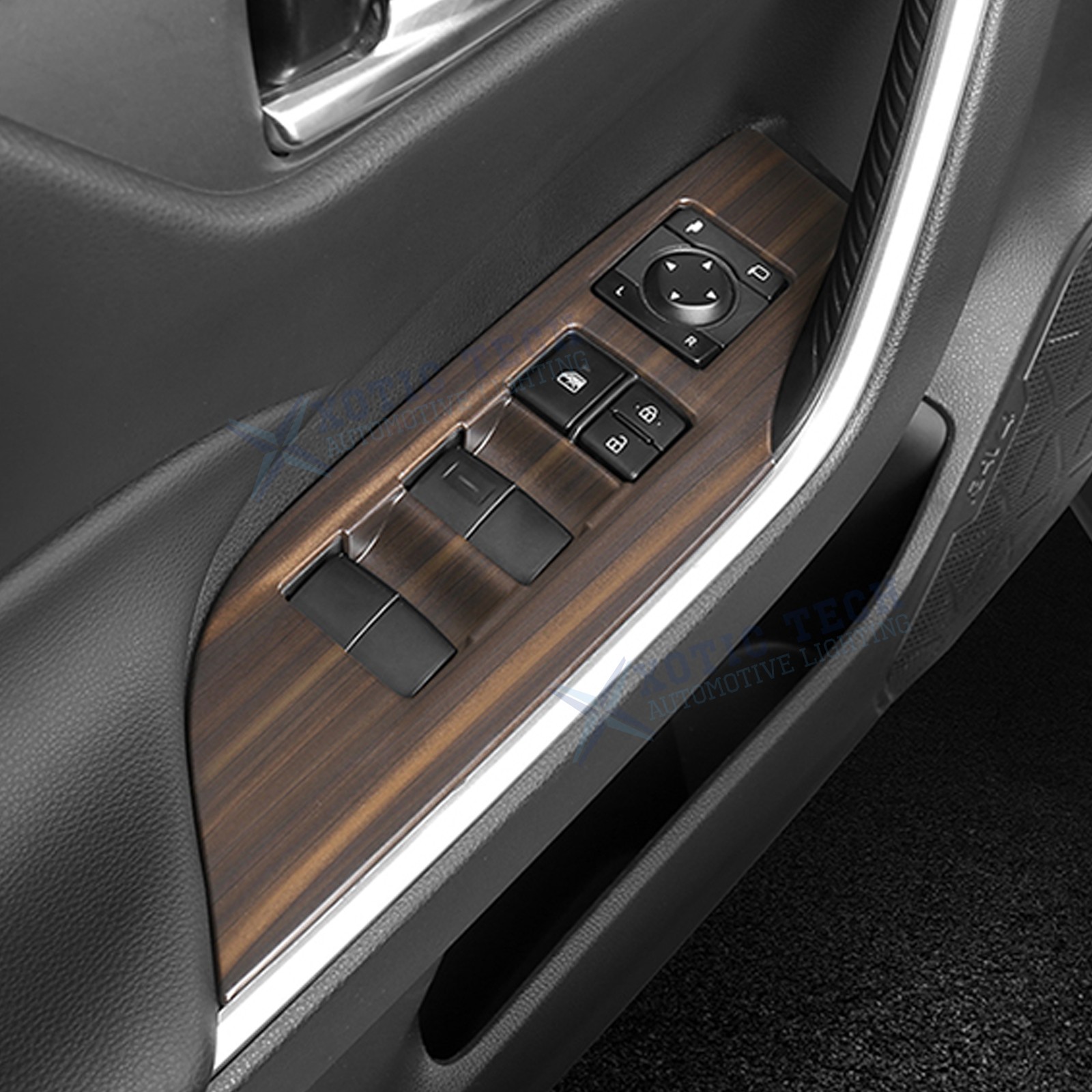 Wood Grain Style Window Lift Button Overlay Cover Trim For Toyota RAV4 2019-up