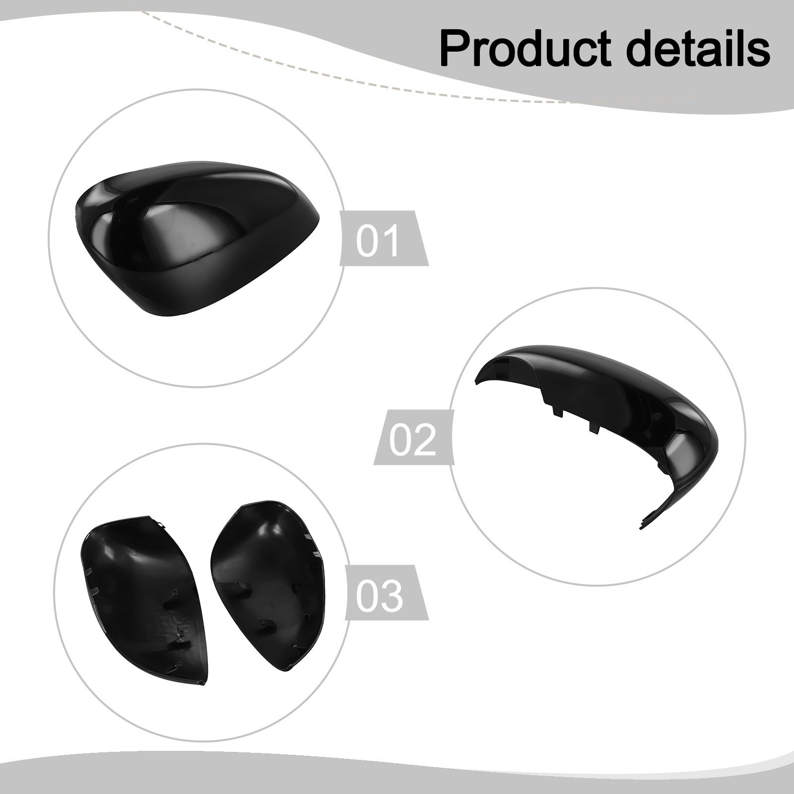 Gloss Black Mirror Cap Compatible with For Ford for fiesta MK7 Easy to Replace