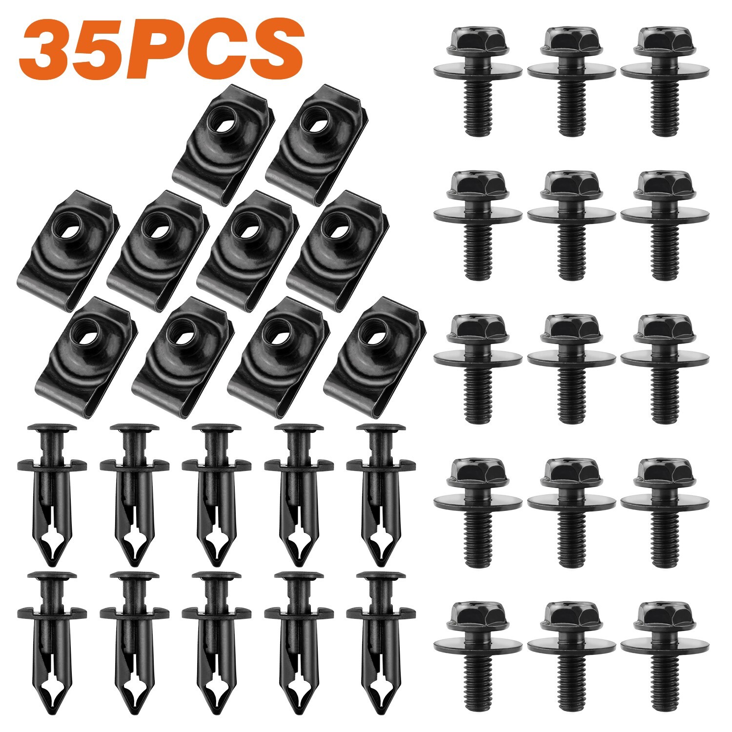 For Ford Truck Body Bolts & U-nut Clips – M6 35pcs Engine Cover Undertray Screws