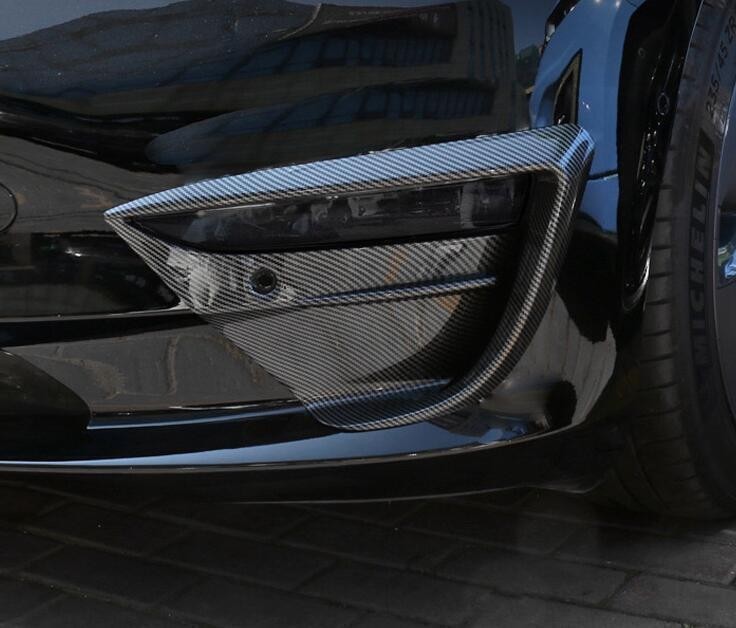 For Tesla Model 3 2017-2023 Carbon Fiber Front Fog Light Lamp Spoiler Cover Trim