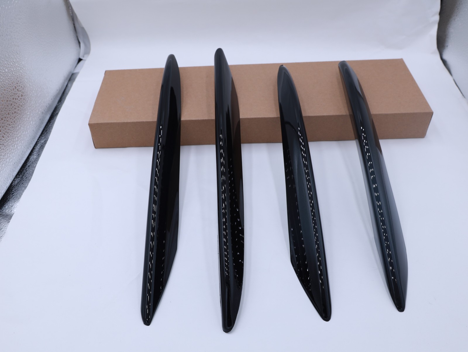Black Front Bumper Lip Splitter Fog Light Trim for Benz E-Class W213 16-20