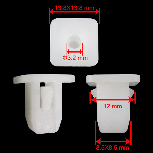 100 Nylon Nut #10 Screw Size Grommet Bumper Fender Clip Fits 8.5mm Square Hole