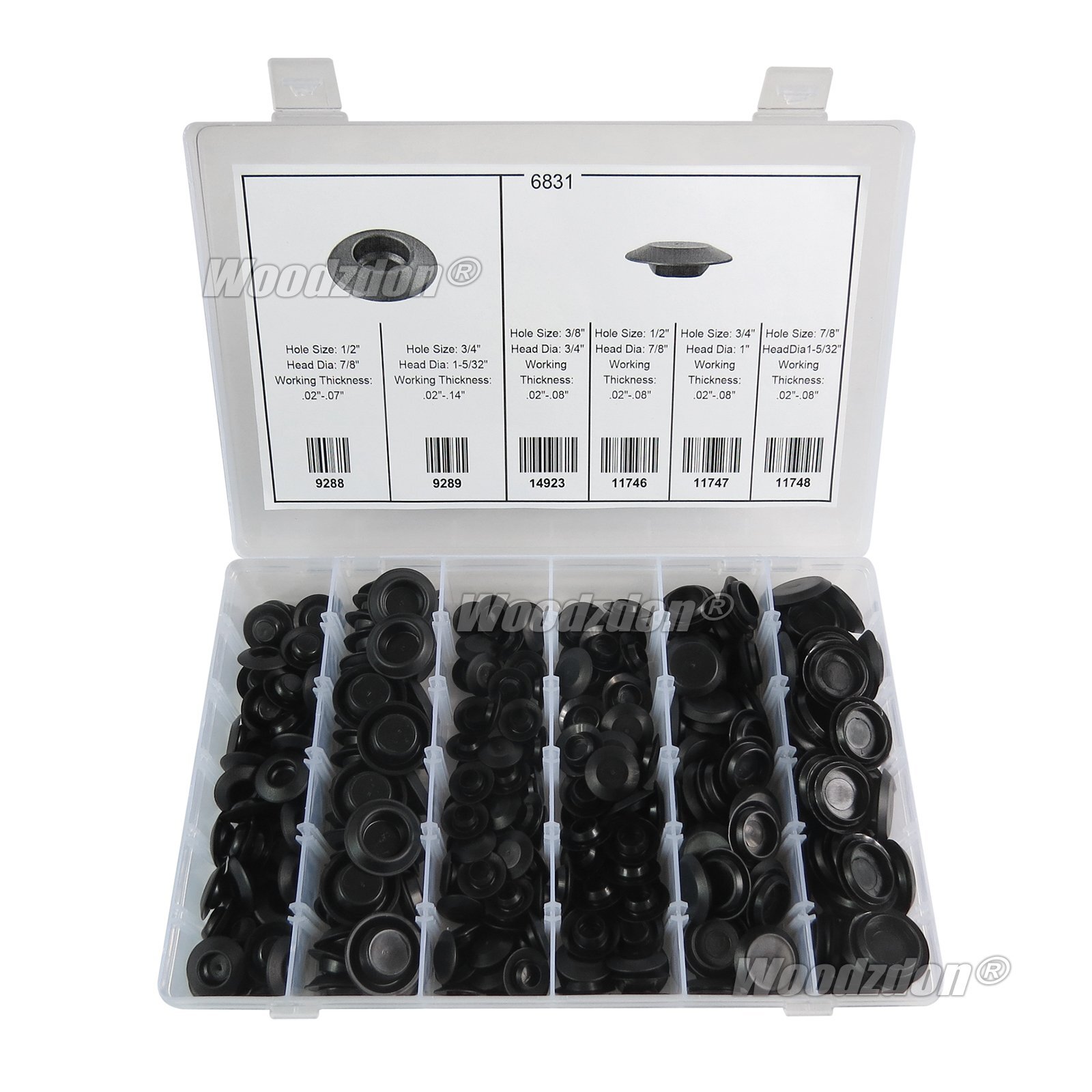 305 Pcs Plastic Plug Button & Flush Sheet Metal Plug Assortment For Auveco A6831